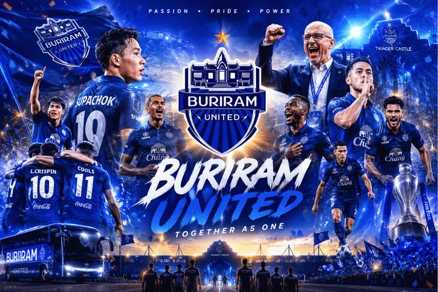 บุรีรัมย์ ยูไนเต็ด ฉลองแชมป์สะเทือนไทยลีก ขบวนถ้วยสุดอลังการ แฟนบอลแห่แชร์ทั่วโซเชียล