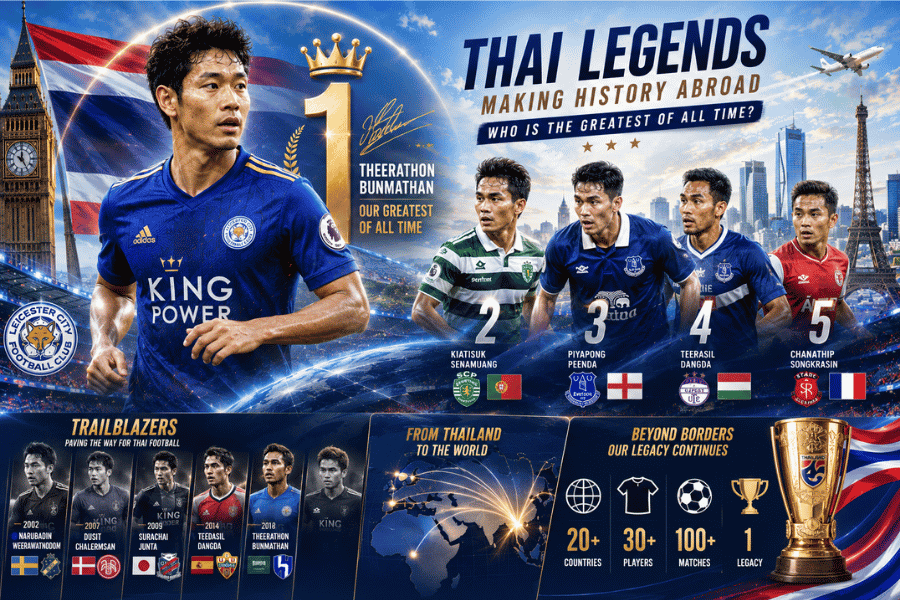 เปิดทำเนียบแข้งไทยสร้างประวัติศาสตร์ต่างแดน ใครคือเบอร์หนึ่งตลอดกาล