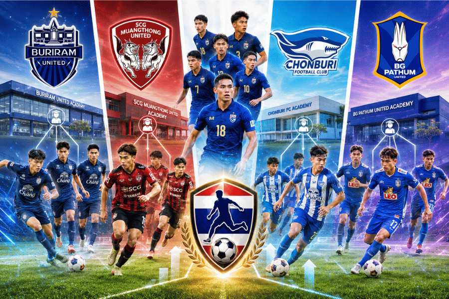 อะคาเดมีสโมสรไหนผลิตนักเตะทีมชาติไทยได้มากที่สุด เปิดศึก 4 ค่ายยักษ์ บุรีรัมย์ เมืองทอง ชลบุรี และบีจี ปทุม