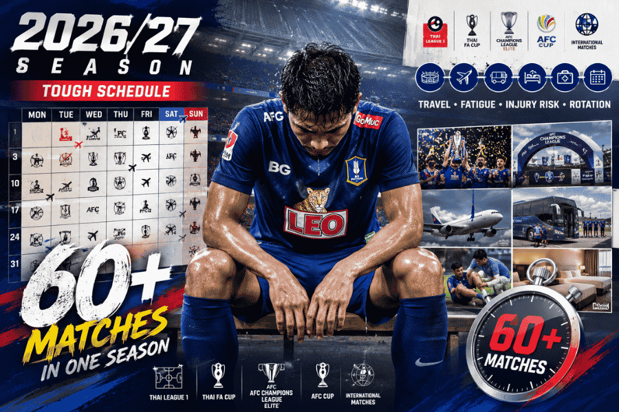 ไทยลีก 2026/27 โปรแกรมโหดที่สุด เมื่อบางทีมอาจต้องลงเล่นมากกว่า 60 นัดในฤดูกาลเดียว