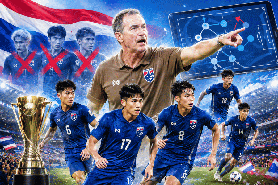 ทีมชาติไทยไม่หวั่นไร้แกนหลัก ฮัดสันมีแผนสำรองทวงแชมป์อาเซียน 2026 จริงหรือ