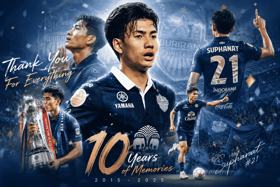 ศุภณัฏฐ์ โพสต์อำลา บุรีรัมย์ ยูไนเต็ด ปิดฉาก 10 ปีแห่งความทรงจำ