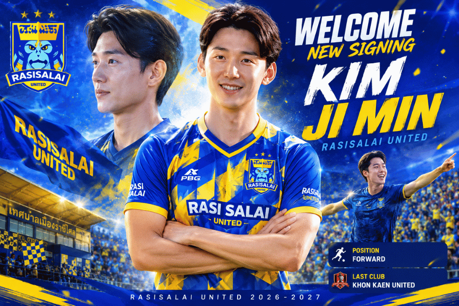 ราษีไศล ยูไนเต็ด เปิดตัว คิม จี มิน อดีตแนวรุกขอนแก่น ยูไนเต็ด เติมอาวุธลุยไทยลีก 2026/27