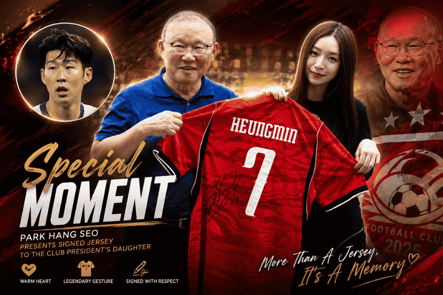 ปาร์ค ฮัง ซอ มอบเสื้อพร้อมลายเซ็นให้ลูกสาวประธานสโมสร โมเมนต์อบอุ่น
