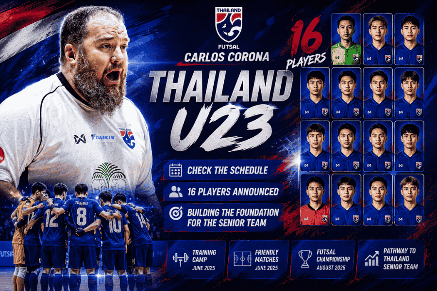 16 แข้งฟุตซอลไทย U23 ชุดใหม่ วิเคราะห์แผนสร้างดาวรุ่งของ คาร์ลอส โคโรน่า