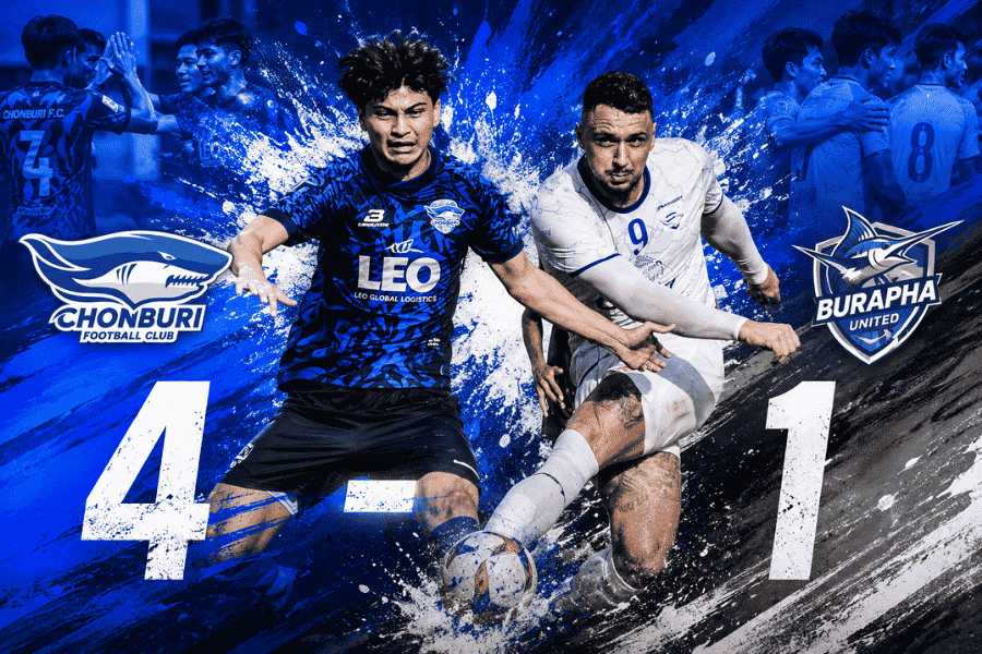 ชลบุรี เอฟซี อุ่นเครื่องปรีซีซั่นนัดที่ 2 ถล่ม บูรพา ยูไนเต็ด 4-1 เดนนิส มูริลโล่ เหมาสองประตู วิเคราะห์ฟอร์ม "ฉลามชล" ยุคโค้ชอ้น