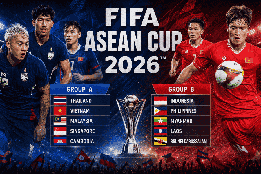 ทีมชาติไทยอยู่กลุ่ม B ฟีฟ่า อาเซียน คัพ 2026 ร่วมสาย เวียดนาม-ปากีสถาน-ฟิลิปปินส์