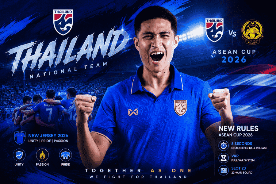 ช้างศึกสวมสีน้ำเงินชนมาเลเซีย เกมชิงจ่าฝูงอาเซียน คัพ 2026