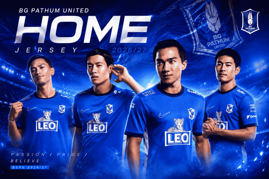 บีจี ปทุม ยูไนเต็ด เปิดตัวเสื้อเหย้าใหม่ ชูเทคโนโลยี Dri-FIT และวัสดุรีไซเคิล สะท้อนภาพลักษณ์สโมสรยุคใหม่