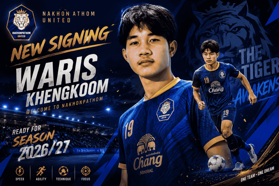 นครปฐม ยูไนเต็ด เปิดตัว วาริศ เข่งคุ้ม ดาวรุ่งเทพศิรินทร์ เซ็นสัญญาอาชีพครั้งแรก ลุยไทยลีก 2