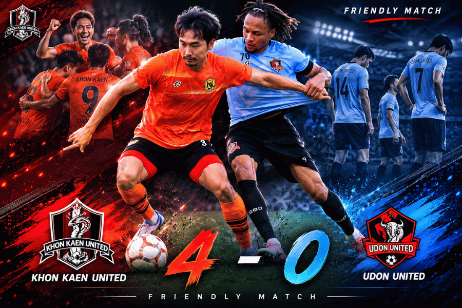 ขอนแก่น ยูไนเต็ด ถล่ม อุดร ยูไนเต็ด 4-0 เกมอุ่นเครื่อง วีรพงศ์ เหมาสอง