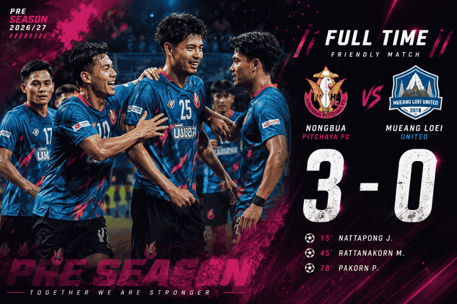 หนองบัว พิชญ อุ่นเครื่องอัด เมืองเลย 3-0 โค้ชใหม่ เห็นสัญญาณบวกก่อนเปิดศึกไทยลีก 2