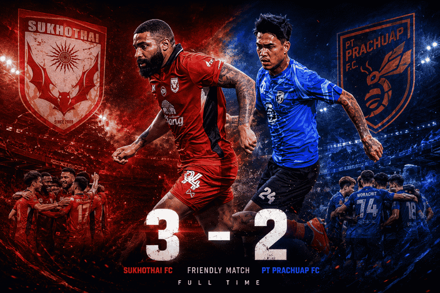 รัฐธีร์ พอใจ สุโขทัย เฉือน ประจวบ 3-2 ชี้เกมคุณภาพสูง พร้อมเร่งแก้จุดผิดพลาดก่อนเปิดไทยลีก 2026/27
