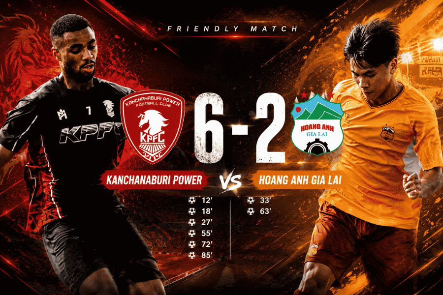พลังกาญจน์ คืนฟอร์มถล่ม ฮอง อันห์ ยาลาย 6-2 เติมความมั่นใจก่อนเปิดไทยลีก 2