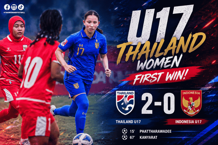 ชบาแก้ว U17 เปิดหัวสวย อัด อินโดนีเซีย บี 2-0 คว้า 3 แต้มแรกศึก Srikandi Merdeka CUP 2026