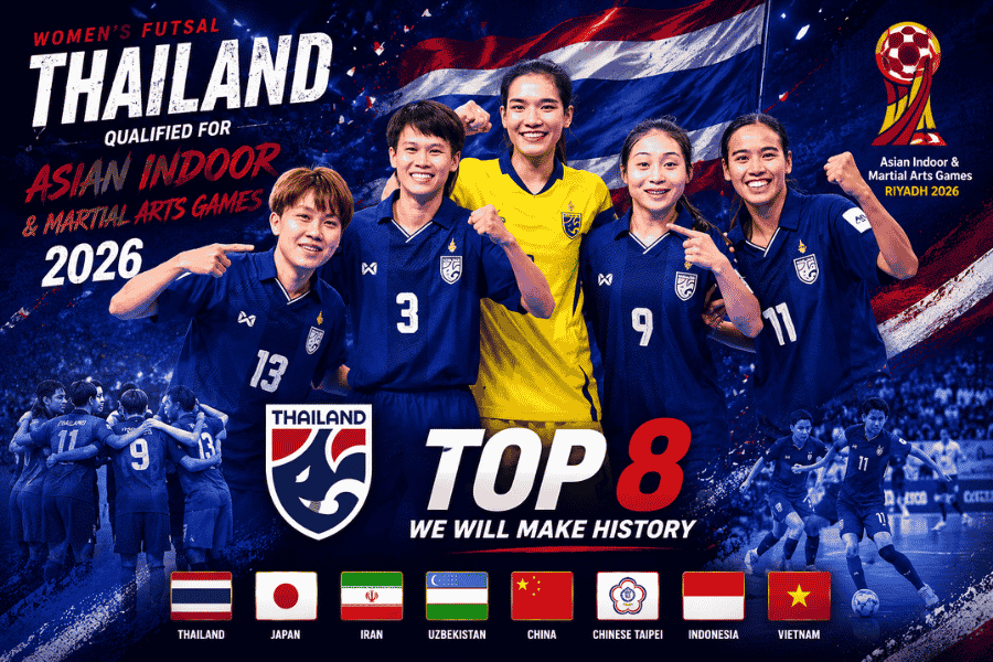 ฟุตซอลหญิงไทย คว้าสิทธิ์ลุยเอเชียนอินดอร์ฯ 2026 ที่ริยาด ร่วมวง 8 ชาติชั้นนำเอเชีย