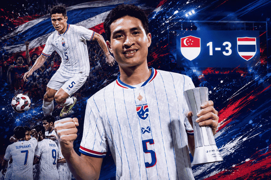 เสกสรรค์ ซิวแมนออฟเดอะแมตช์ ไทยบุกอัดสิงคโปร์ 3-1 แต่ย้ำงานยังไม่จบ