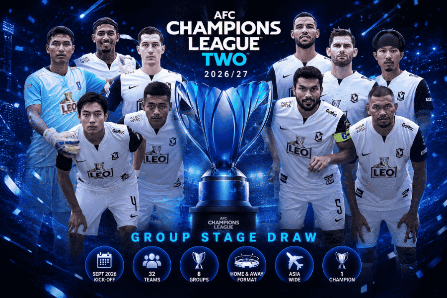บีจี ปทุมฯ รู้คู่แข่ง ACL TWO 2026/27 จับร่วมสาย แอดิเลด-ไลออน ซิตี้-ไท โป