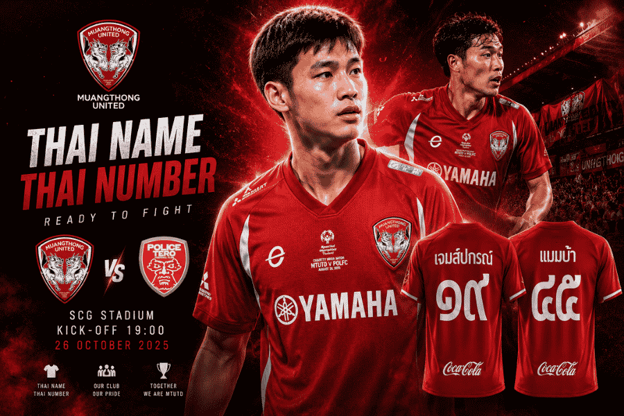 เมืองทอง ยูไนเต็ด จัดเต็มชื่อ-เบอร์ไทย ดวลโปลิศ เทโร เกมการกุศล