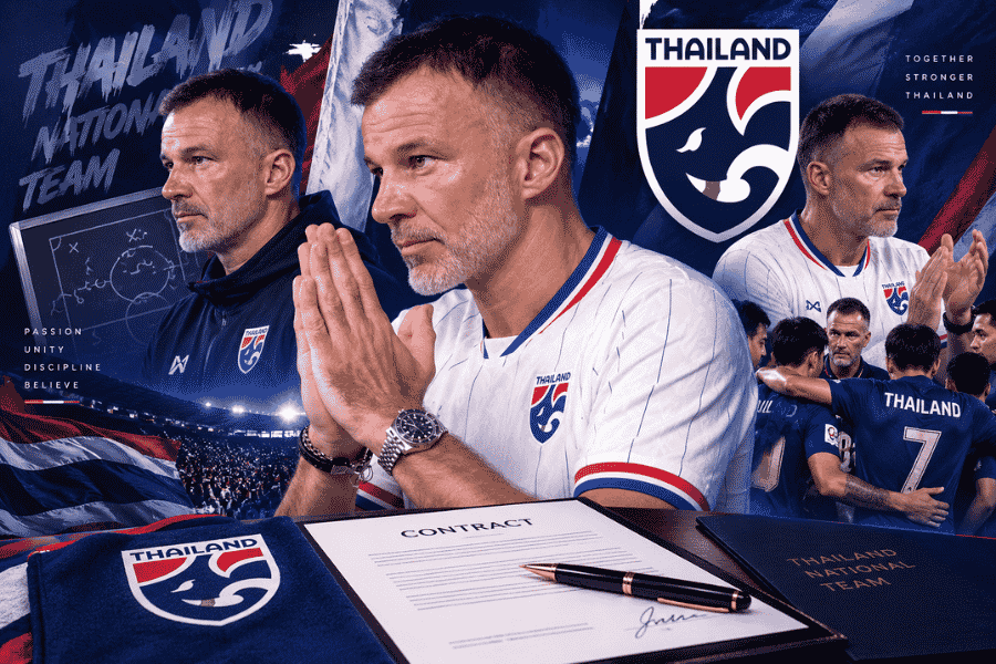 ทีมชาติไทยวางแผนยาว มีรายงานต่อสัญญา แอนโธนี ฮัดสัน ถึงปี 2029