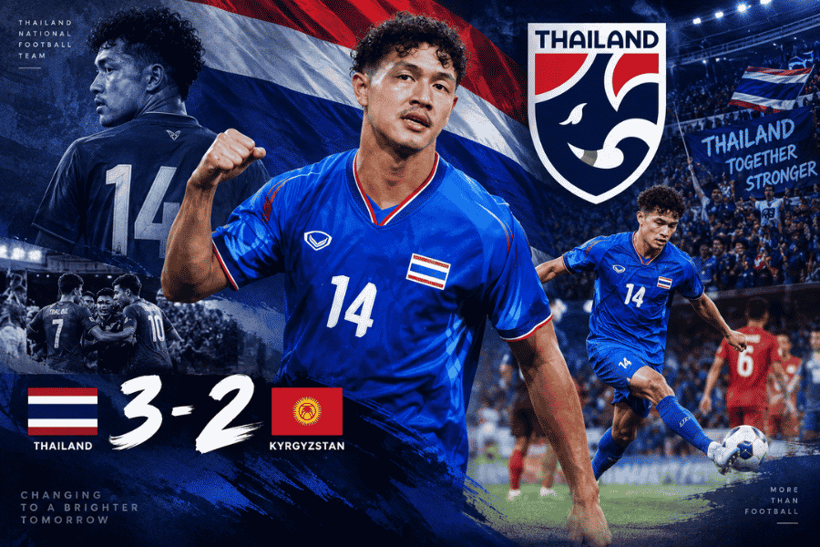 เจะฮานาฟีปลดล็อกประตูแรก ชี้พลังใจพาไทยพลิกดับคีร์กีซสถาน 3-2