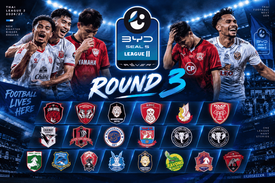 สรุปผลบอลไทยลีก 2 นัดที่ 3 ครบทุกคู่ สตูลแรงต่อเนื่อง เมืองทอง-เทโรสะดุดกลางสัปดาห์